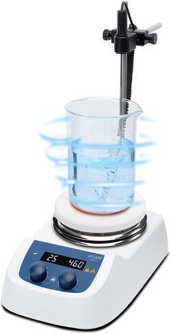 ONiLAB 120℃ 5 inch LED Digital Hotplate Magnetic Stirrer with Ceramic Coated Stainless Steel Work Plate, 200-1500rpm,5L,110V,Temp Probe Sensor & Support Stand & Stirring Bar Included in Saudi Arabia
