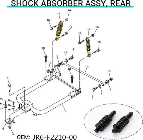 10L0L Heavy Duty Rear Shock Absorbers Kit for Yamaha G29 JR6-F2210-00,2pcs Golf Cart HD Rear Shocks Assembly for Yamaha G&E G1 G16 G19 G20 G22 G29 JR6-F2210-00 JN3-F2210-00 JN4-F2210-00-00 in Saudi Arabia