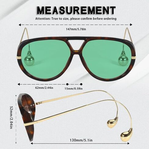2025Designer Oversized Aviator Sunglasses for Women with Double Bridge and Earrings(Includes Pouch & Cloth) in Saudi Arabia