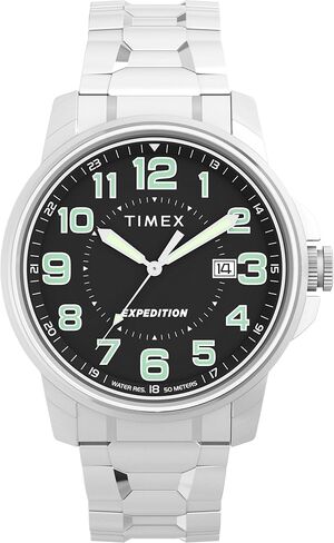 Timex Men's Expedition Field 40mm Watch - Stainless Steel Expansion Band Black Dial Stainless Steel Case in Saudi Arabia