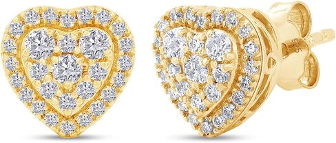 Heart Stud Earrings 0.40 Carat (ctw) Lab Grown Diamond Stud Earrings For Women In 14k White Gold Over 925 Sterling Silver Jewelry Gifts For Her in Kuwait