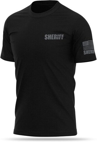 Sheriff Cotton Blend Shirt - USA Patriotic Durable Tee - Soft Comfort. Perfect for on Duty in Saudi Arabia