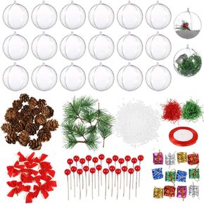 Auihiay Clear Ornament Ball Craft Set, 35 Pack Fillable Plastic Balls Christmas Ornaments with DIY Accessories for Christmas Tree Ornaments New Year Holiday Party Home Wedding Decoration in Saudi Arabia
