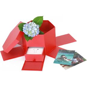 USA-SALES UNIKPACKAGING صندوق هدايا زهور على شكل سداسي عالي الجودة، مع درج، مقاس 9.5 بوصة × 8.3 بوصة × 6.1 بوصة، لتنسيقات الزهور الفاخرة (وردي) in Saudi Arabia