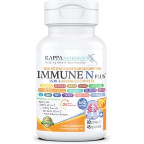(60 Capsules), NAC 600mg, Quercetin 1,000mg, Vitamin C 500mg, Zinc 50mg, Vitamin D3 5,000iu, Selenium, Copper, Acerola, Ginger, Rutin, Citrus Bioflavonoids, Rose Hips, Echinacea, Immune N Plus 15 in 1 in Kuwait