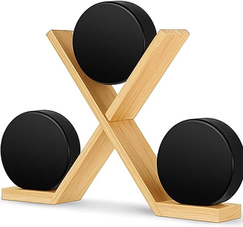 Wooden Hockey Puck Display Case Hockey Puck Holder for 3 Hockey Pucks Collectibles Display Stand Rack for Sports Players Team Gifts Living Room Bedroom Decoration in Saudi Arabia