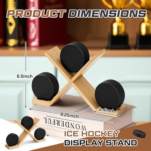 Wooden Hockey Puck Display Case Hockey Puck Holder for 3 Hockey Pucks Collectibles Display Stand Rack for Sports Players Team Gifts Living Room Bedroom Decoration in Saudi Arabia
