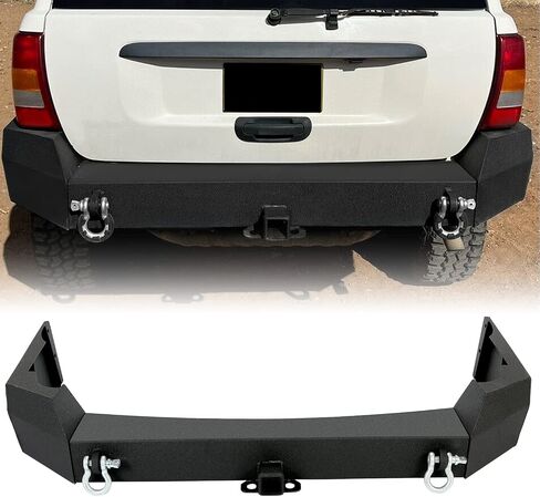 KUAFU Off-Road Rear Bumper Compatible with 1999-2004 Jeep Grand Cherokee WJ w/2 Inch Hitch Receiver & D rings Steel in Saudi Arabia