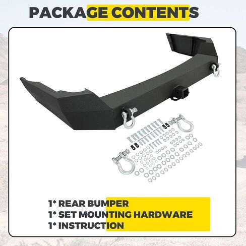 KUAFU Off-Road Rear Bumper Compatible with 1999-2004 Jeep Grand Cherokee WJ w/2 Inch Hitch Receiver & D rings Steel in Saudi Arabia