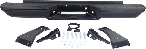 Garage-Pro Step Bumper For 1988-1999 Chevrolet C1500 Rear Includes Pads/Brackets/Hardware/Lic. Lamp Stepside w/Impact Strips Black in Saudi Arabia