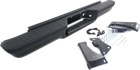 Garage-Pro Step Bumper For 1988-1999 Chevrolet C1500 Rear Includes Pads/Brackets/Hardware/Lic. Lamp Stepside w/Impact Strips Black in Saudi Arabia