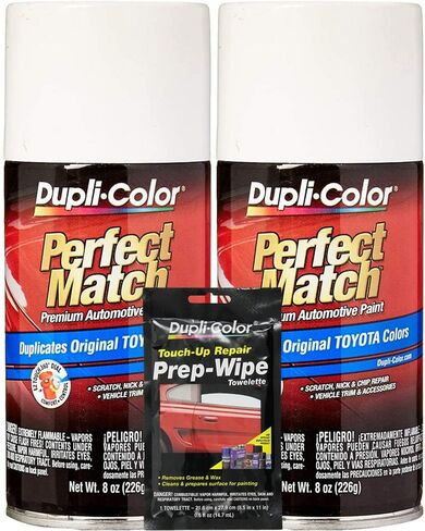 Dupli-Color White Exact-Match Automotive Paint Compatible with Toyota Vehicles - 8 oz, Bundles with Prep Wipe (3 Items) in Saudi Arabia