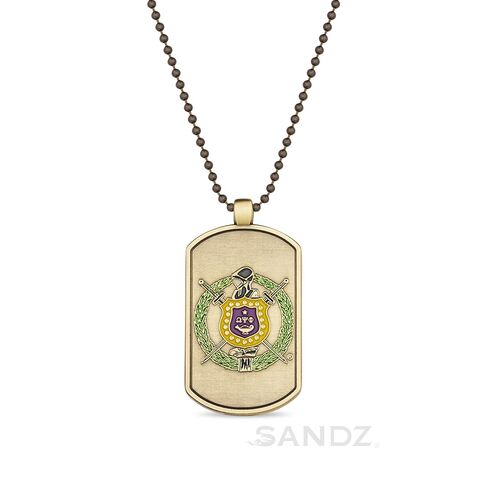 قلادة SANDZ Omega Psi Phi Dog Tag - تصميم مزدوج الجوانب - حروف يونانية على المقدمة، شعار الأخوة على الظهر in Kuwait