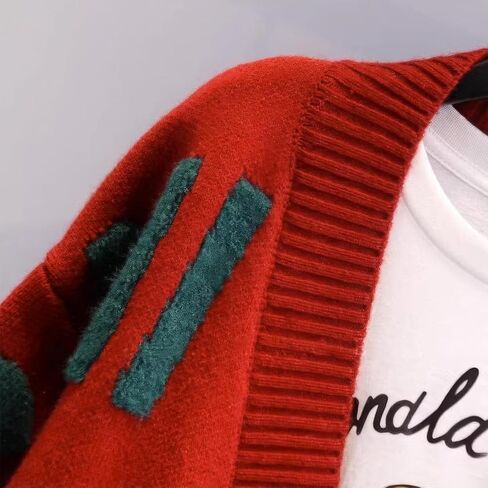 ebossy Women's Cute Alpha Embroidery Cable Knit Cardigans Horn Button Sheep V Neck Slouchy Sweater Coat in Saudi Arabia