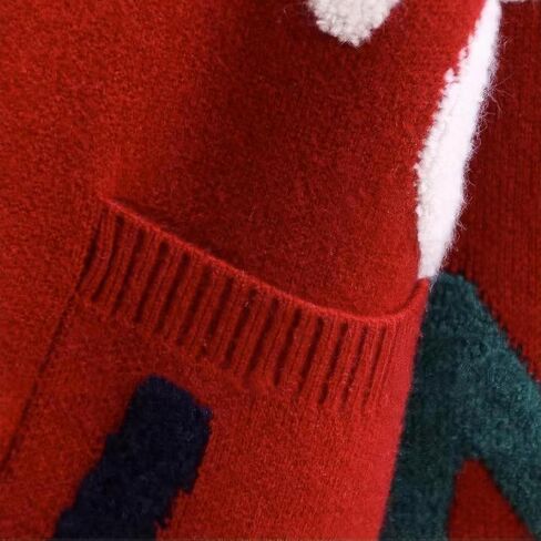 ebossy Women's Cute Alpha Embroidery Cable Knit Cardigans Horn Button Sheep V Neck Slouchy Sweater Coat in Saudi Arabia