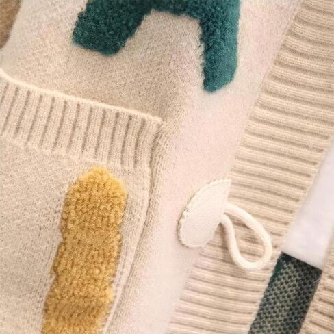 ebossy Women's Cute Alpha Embroidery Cable Knit Cardigans Horn Button Sheep V Neck Slouchy Sweater Coat in Kuwait