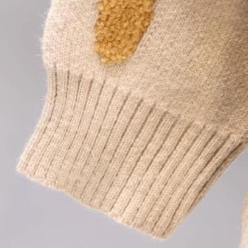 ebossy Women's Cute Alpha Embroidery Cable Knit Cardigans Horn Button Sheep V Neck Slouchy Sweater Coat in Kuwait
