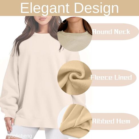 Oversized Sweatshirt For Women Fleece Lined Crewneck Sweatshirts Women Long Sleeve Pullover Sweater 2025 Fall Winter Outfits in Saudi Arabia
