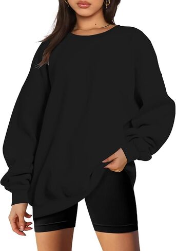 Oversized Sweatshirt For Women Fleece Lined Crewneck Sweatshirts Women Long Sleeve Pullover Sweater 2025 Fall Winter Outfits in Saudi Arabia