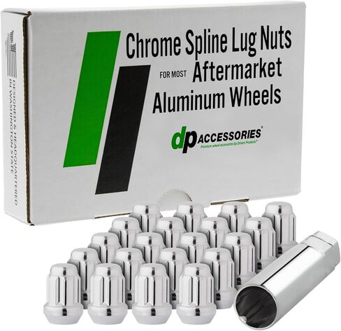 DPAccessories Lug Nuts Compatible with 2014-2019 Cadillac CTS | Chrome Spline Style | Aftermarket Aluminum Wheels Only | Set of 20 Wheel Nuts & 1 Tool | DCACTS03A-CH/1 in Saudi Arabia