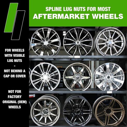 DPAccessories Lug Nuts Compatible with 2017-2020 Lincoln Continental | Chrome Spline Style | Aftermarket Aluminum Wheels Only | Set of 20 Wheel Nuts & 1 Tool | DLICON10A-CH/1 in Saudi Arabia