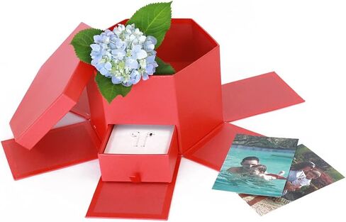 USA-SALES UNIKPACKAGING صندوق هدايا زهور على شكل سداسي عالي الجودة، مع درج، مقاس 9.5 بوصة × 8.3 بوصة × 6.1 بوصة، لتنسيقات الزهور الفاخرة (وردي) in Saudi Arabia