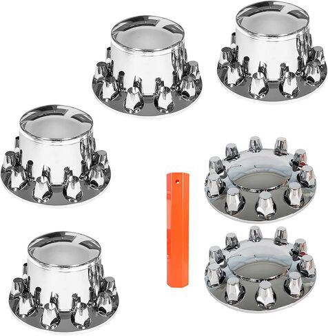 GXYWADY Set of 6 Chrome Semi Truck Front & Rear Hub Cover Wheel Axle Cover Kits with 33mm Thread-on Lug Nuts Covers (2 for Front and 4 for Rear) in Saudi Arabia