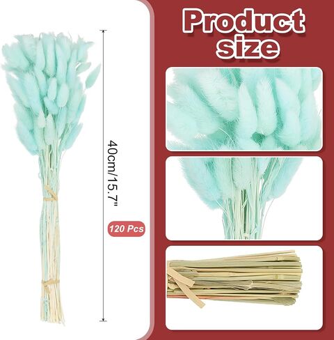PATIKIL 15.7in Bunny Tails Dried Flowers, 120pcs Pampas Grass Decor Rabbit Tail Natural Pampas Grass Bulk Fluffy Faux Pampas Grass Dried for Home Boho Decor Vase Wedding Table, Purple in Saudi Arabia