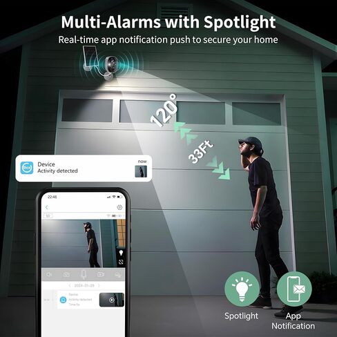 Smart Securiy Smat Outdor Secrity Camra Wirelss Caera for HOM Securty Wirelss Outdor Indor Batery Powr Secuity Camras with Sptlight Moion Detction Colr Nigh Visin Waterpoof Clod/SD Storge Sirn Alrt in Saudi Arabia