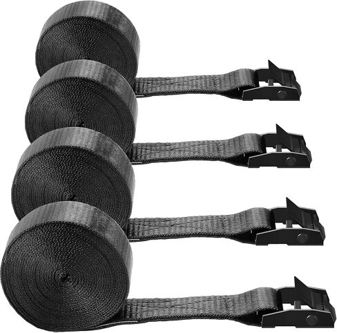 أشرطة ربط للأسفل، أشرطة ربط البضائع، أشرطة للكاميرا شديدة التحمل مقاس 2.54 سم × 16.5 سم للأمتعة، قوارب الكاياك، الشاحنات، المقطورة، الدراجات النارية، أسود، 4 عبوات in Kuwait