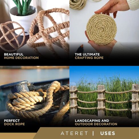 ATERET Twisted ProManila - UnManila Rope I 1 inch x 25 feet I 3 Strand Synthetic Polypropylene Rope I Multipurpose, Lightweight, Weather-Resistant Cord for Decor, Landscaping & DIY Projects in Saudi Arabia