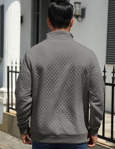 MioRoim Men's Quarter Zip Casual Pullover 1/4 Quilted Waffle Long Sleeve Sweatshirt Mock Neck Sweater with Pocket in Saudi Arabia