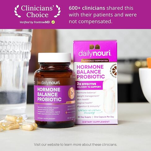 Daily Nouri Hormone Balance Probiotic for Women | for PCOS Symptoms, Vaginal pH, Yeast Balance, Skin Health, Digestion & Immunity-7 Probiotic Strains-Prebiotics (30 Vegan Capsules, 30 Day Supply) in Kuwait