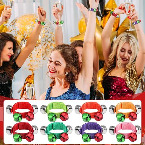 Remuuly 24 Pcs Christmas Wrist Band Jingle Bells Bracelets in Kuwait