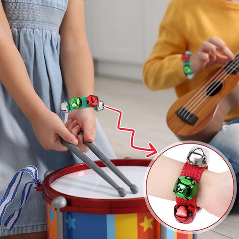Remuuly 24 Pcs Christmas Wrist Band Jingle Bells Bracelets in Kuwait