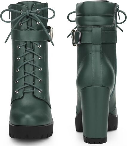 Perphy Platform Lace Up Chunky Heel Buckle Ankle Combat Boots for Women in Saudi Arabia