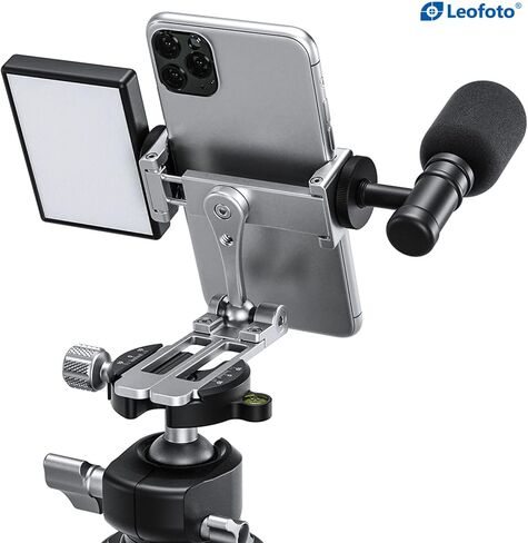 LEOFOTO PS-4 Silver Ultra Compact & Lightweight Smartphone Clamp / Holder / Video / Selfie Stand / Easel Arca / RRS Compatible in Saudi Arabia