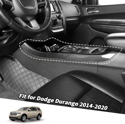 Jimen Compatible with Dodge Durango 2014-2020, 2PCS Gear Shift Panel Cover Trim Interior Overlay (Carbon Fiber) in Saudi Arabia