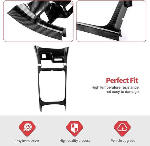 Jimen Compatible with Dodge Durango 2014-2020, 2PCS Gear Shift Panel Cover Trim Interior Overlay (Carbon Fiber) in Saudi Arabia