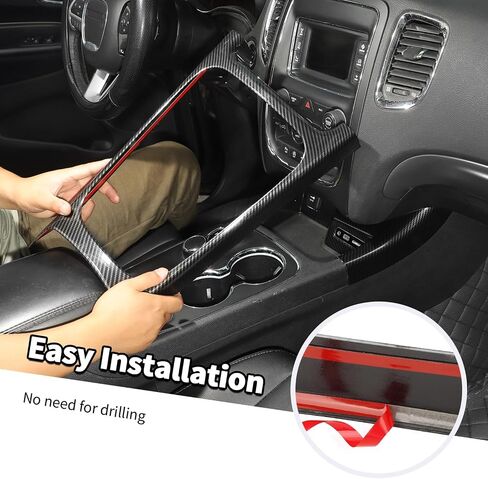 Jimen Compatible with Dodge Durango 2014-2020, 2PCS Gear Shift Panel Cover Trim Interior Overlay (Carbon Fiber) in Saudi Arabia