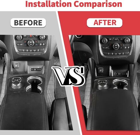 Jimen Compatible with Dodge Durango 2014-2020, 2PCS Gear Shift Panel Cover Trim Interior Overlay (Carbon Fiber) in Saudi Arabia