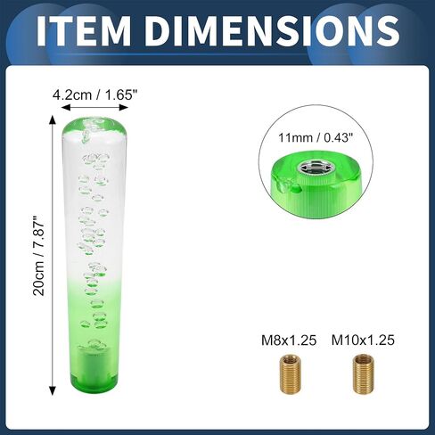 Round Crystal Shift Knob, 20cm Universal for Automatic and Manual Vehicle Gear Shifter Knob with 2 Adapter Acrylic Clear Green, 1 Set in Saudi Arabia