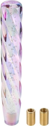 Twisted Pattern Crystal 20cm Shift Knob Gear Shifter Knob Acrylic Stick Shifter Lever Knob for Automatic Manual Vehicle W/ 2 Adapter Multicolor 1 Set in Saudi Arabia