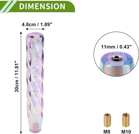 Twisted Pattern Crystal 20cm Shift Knob Gear Shifter Knob Acrylic Stick Shifter Lever Knob for Automatic Manual Vehicle W/ 2 Adapter Multicolor 1 Set in Saudi Arabia