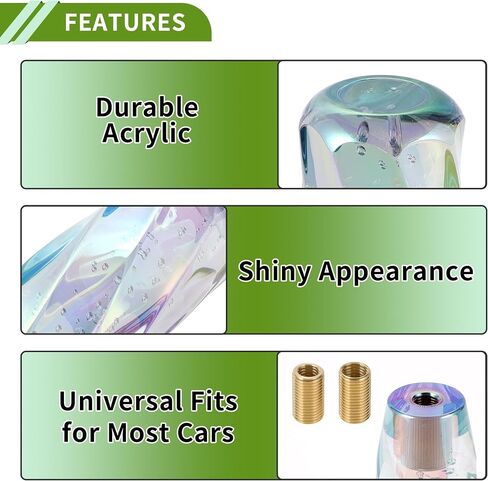 Twisted Pattern Crystal 20cm Shift Knob Gear Shifter Knob Acrylic Stick Shifter Lever Knob for Automatic Manual Vehicle W/ 2 Adapter Multicolor 1 Set in Saudi Arabia