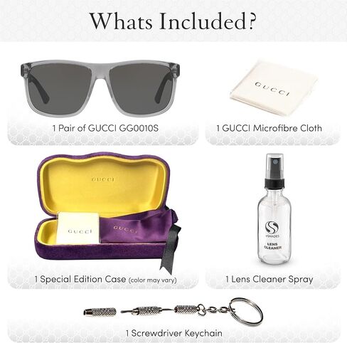 Gucci GG0010S مصمم نظارات شمسية: نظارات إطار مربعة أنيقة مع مجموعة متميزة - مثال على الرفاهية والأناقة in Kuwait