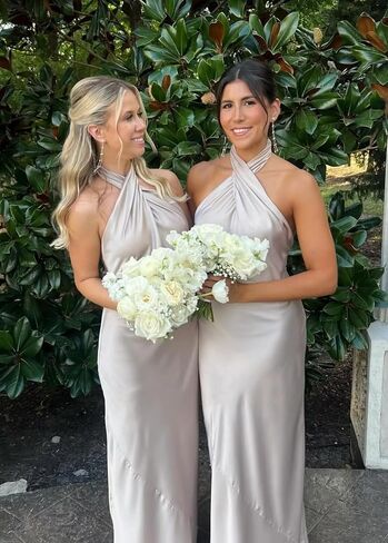 RYANTH Satin Mermaid Bridesmaid Dresses for Women Halter Long Prom Dress 2025 Ruched Formal Evening Gowns in Saudi Arabia