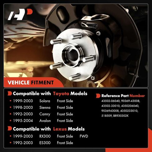 A-Premium 2 x Front Wheel Hub Assembly with 5-Lug Compatible with Toyota Camry 92-03, Sienna 98-03, Avalon 95-04, Solara 99-03, Lexus ES300 92-03, RX300 99-03 in Saudi Arabia