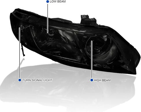 SPEC-D TUNING Oem Style Smoke Lens Headlights Compatible with 2006-2011 Honda Civic 4Dr L+R Pair Head Light Lamp Assembly in Saudi Arabia
