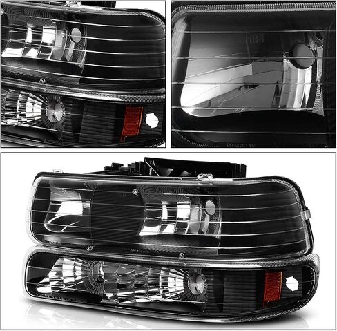 DWVO مجموعة المصابيح الأمامية والمصابيح الخلفية متوافقة مع 1999 2000 2001 2002 Chevy Silverado 1500 2500/01-02 Chevy Silverado 1500HD 2500HD 3500 المصباح الأمامي الأسود الإسكان الضوء الخلفي واضح in Saudi Arabia